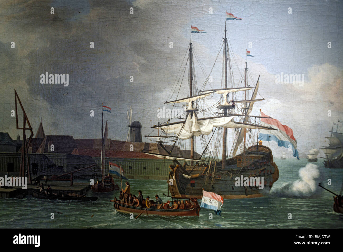 Onrust island near Batavia (1699), painting in museum, Amsterdam, Netherlands Stock Photo