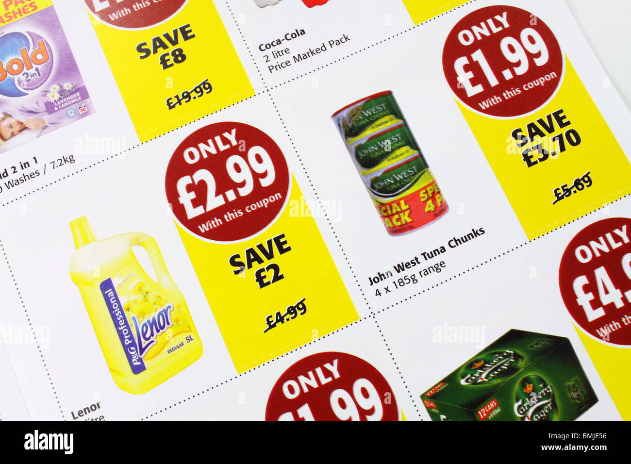 money off coupons / vouchers from supermarket chain Stock Photo Alamy