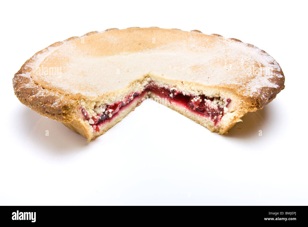 Sweet Cherry Pie isolated against white background Stock Photo