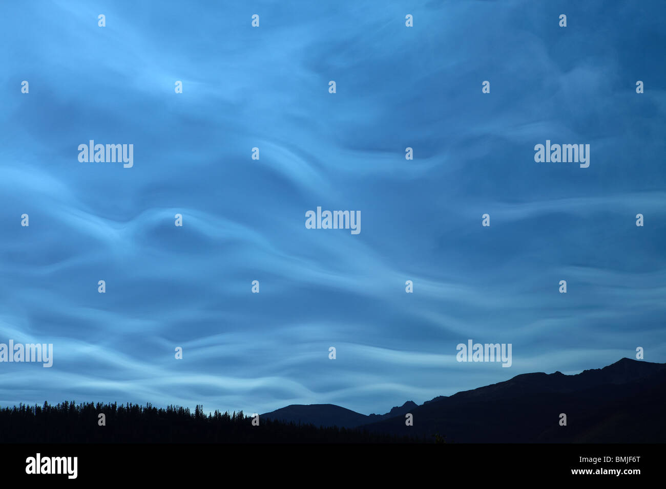 an ethereal sky over Jasper National Park, Alberta, Canada Stock Photo