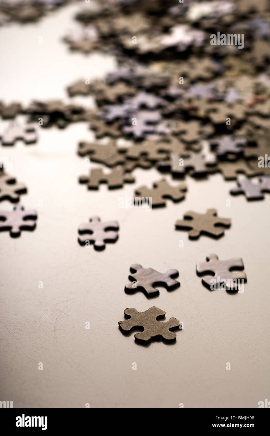 Jigsaw pieces, close-up Stock Photo