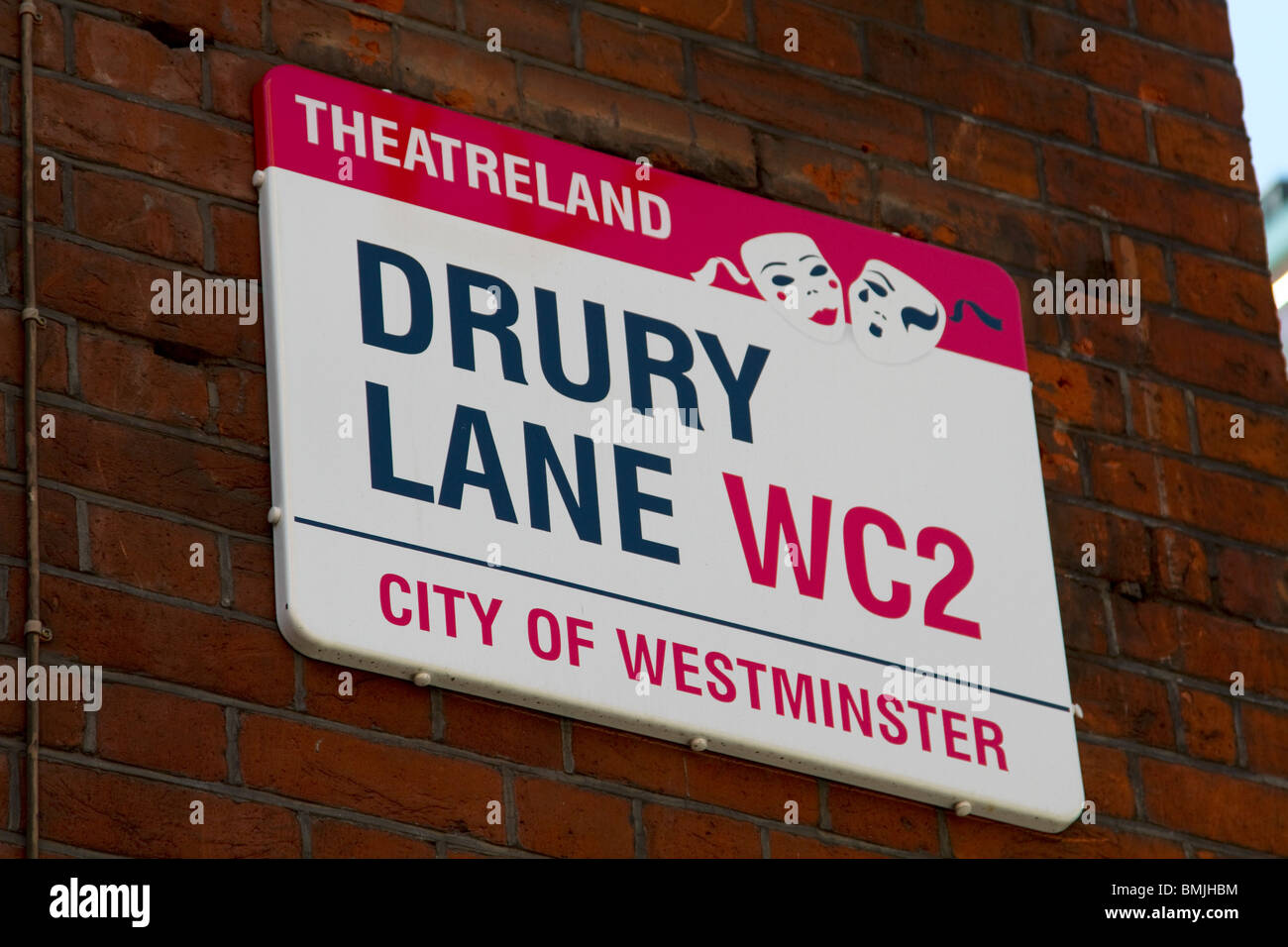 Drury Lane sign in Theatreland, London Stock Photo