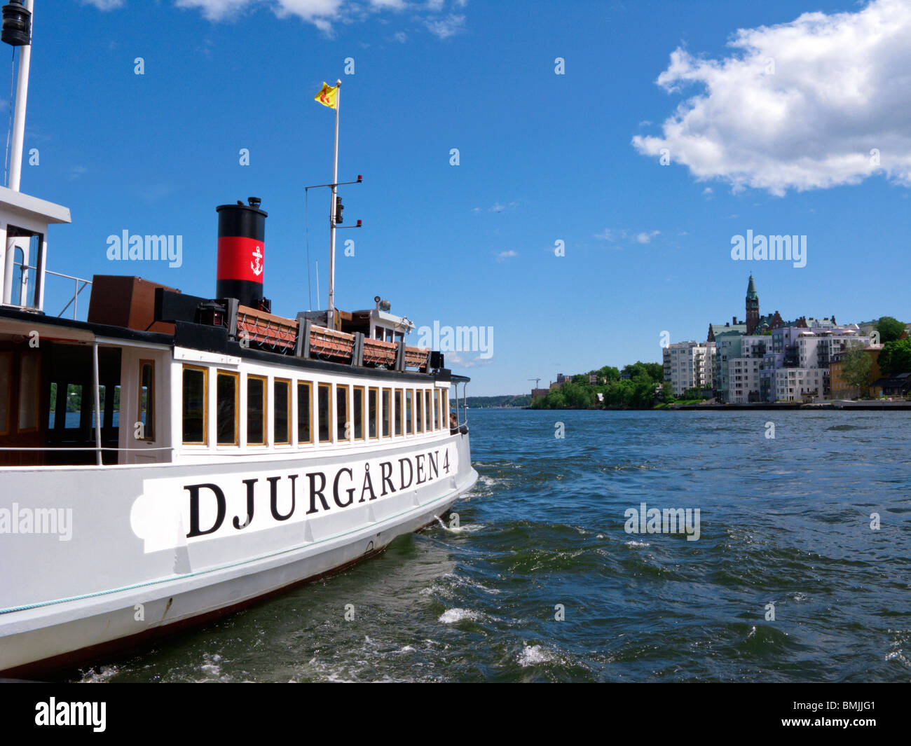 Scandinavia, Sweden, Stockholm, Djurgarden, Ferry on sea Stock Photo