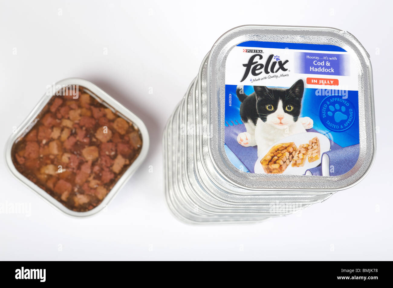 Felix cod and haddock cat food by Purina Stock Photo