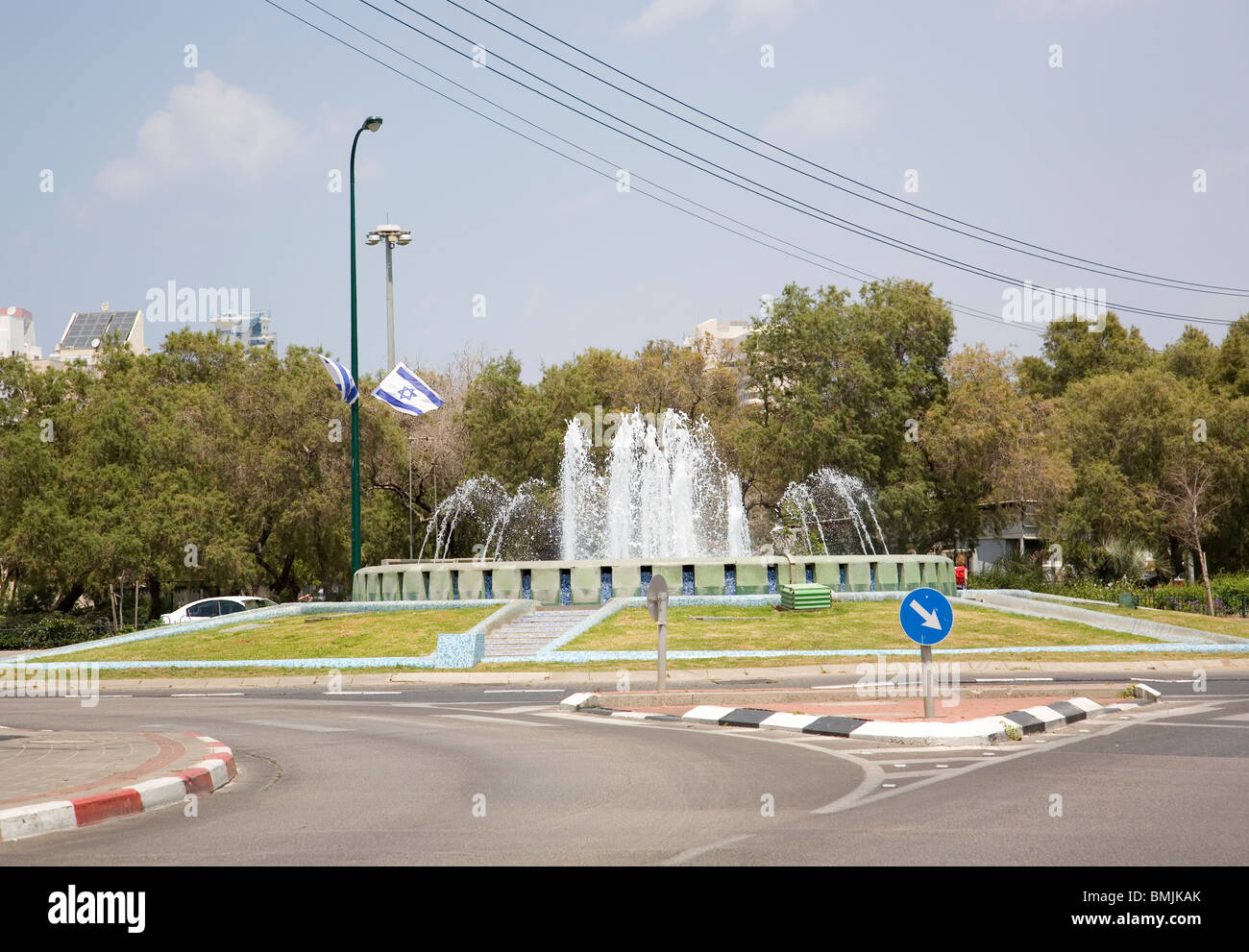 Tomer Square Fountain in Tel Aviv - near Seafront and hotels Stock Photo