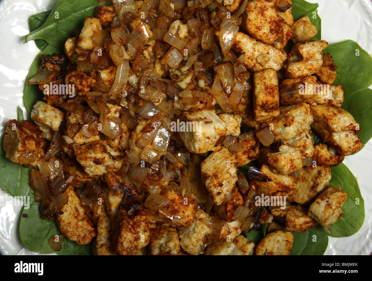 Fried Quorn, a meat substitute. Stock Photo