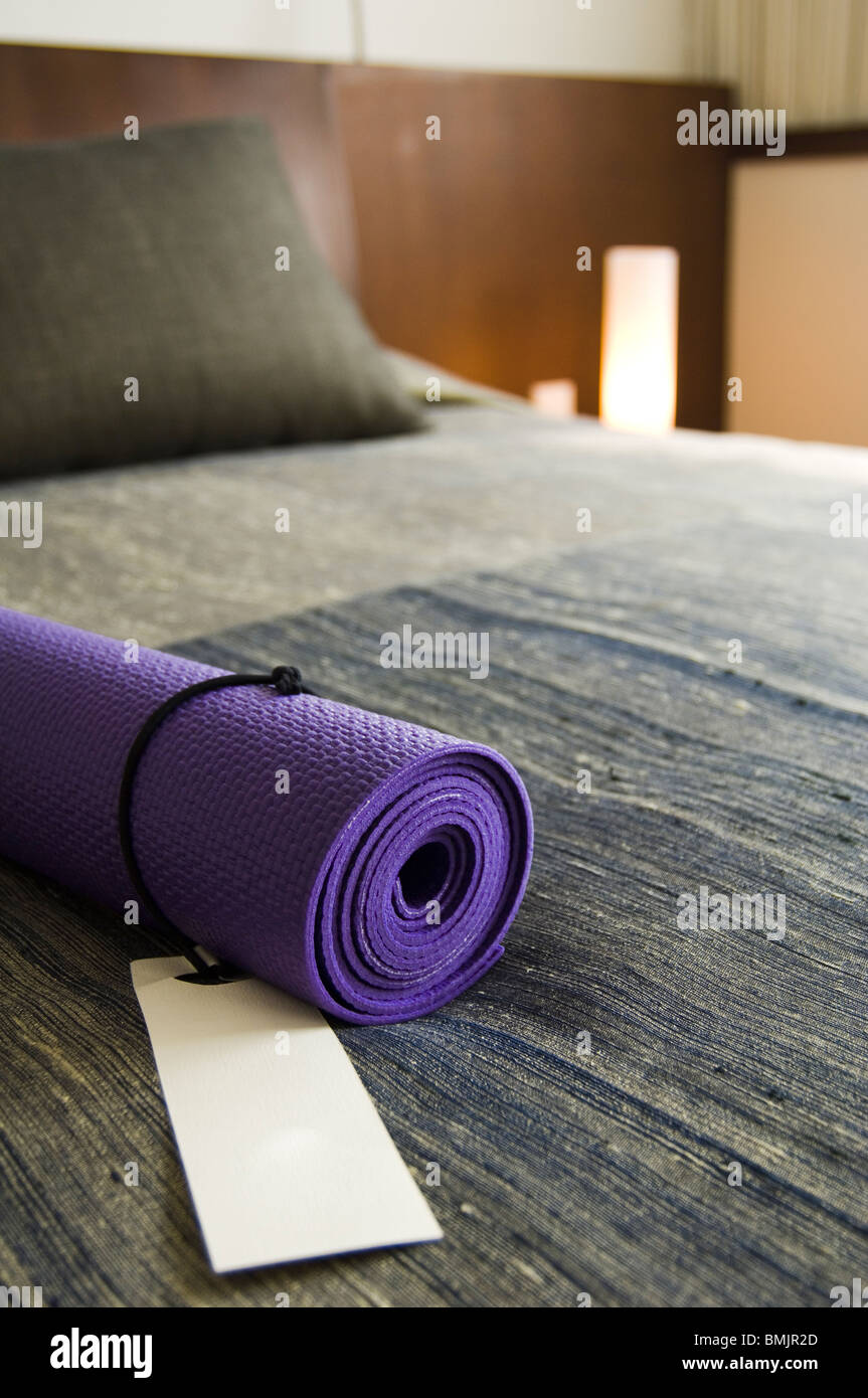 A carpet to exercise yoga on Stock Photo Alamy