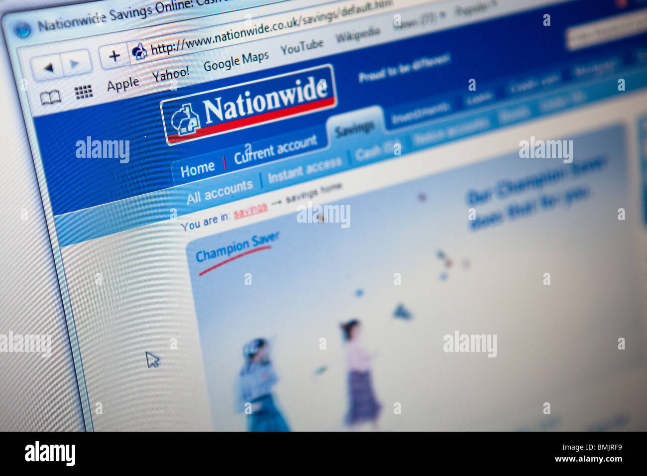 Close up of a computer monitor / screen showing the Nationwide Banking website Stock Photo