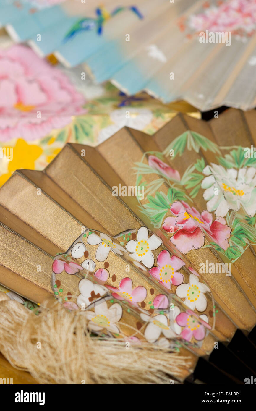 A Selection Of old Vintage Decorative silk folding Fans Stock Photo Alamy