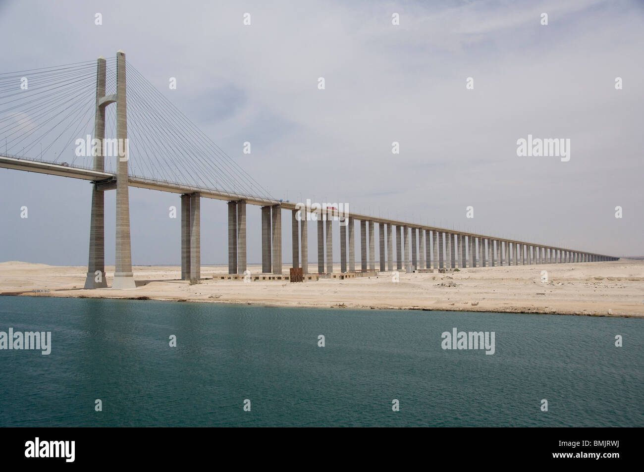 Egypt, Suez Canal. Bridge of Peace (aka Peace Bridge) Stock Photo