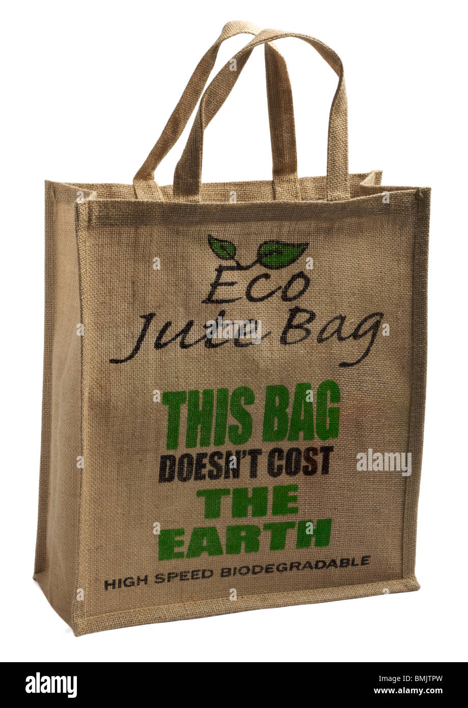 Jute recyclable reusable carrier bag on white background Stock Photo - Alamy