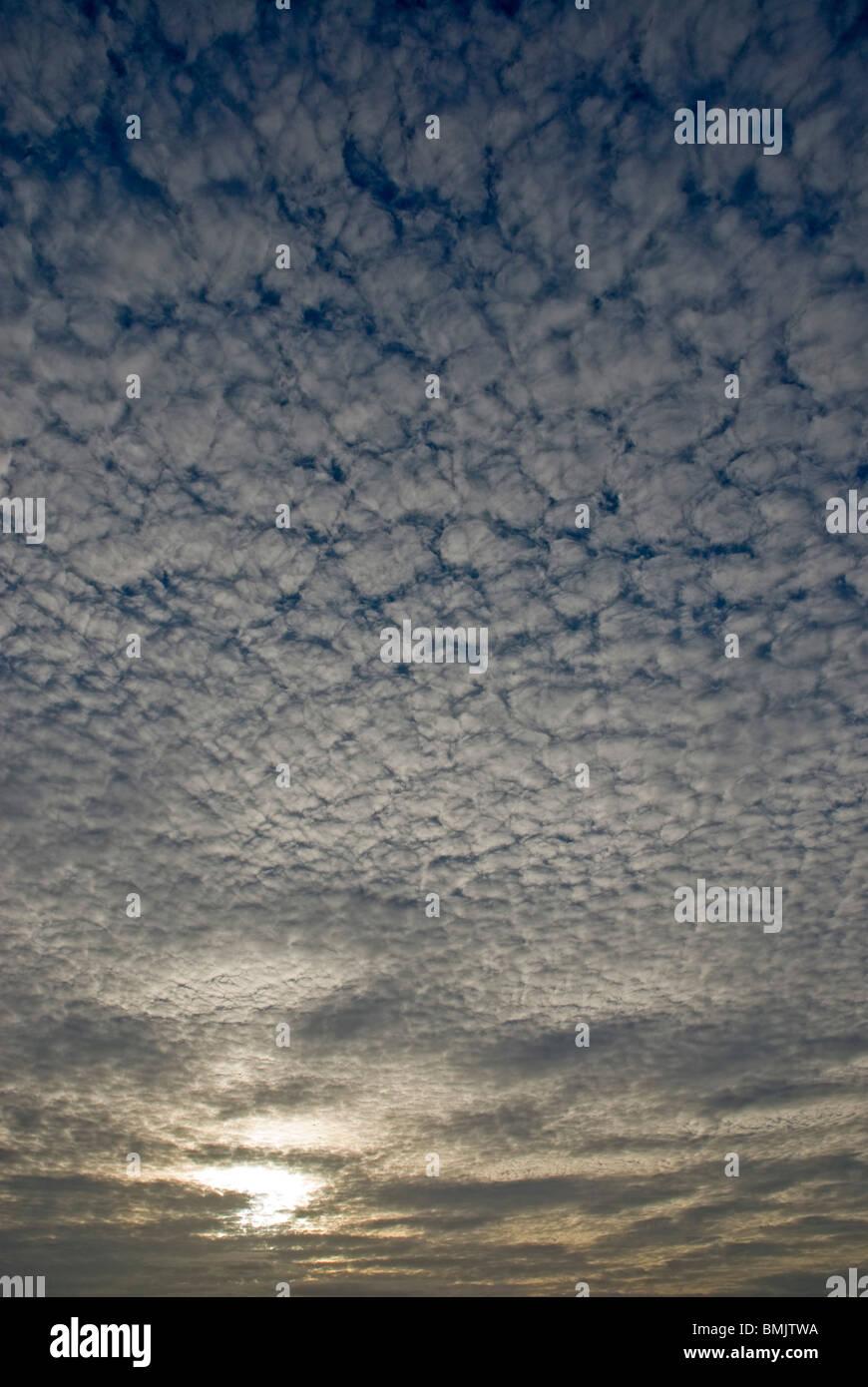 Altocumulus Mackerel sky, County Antrim, Northern Ireland. Stock Photo