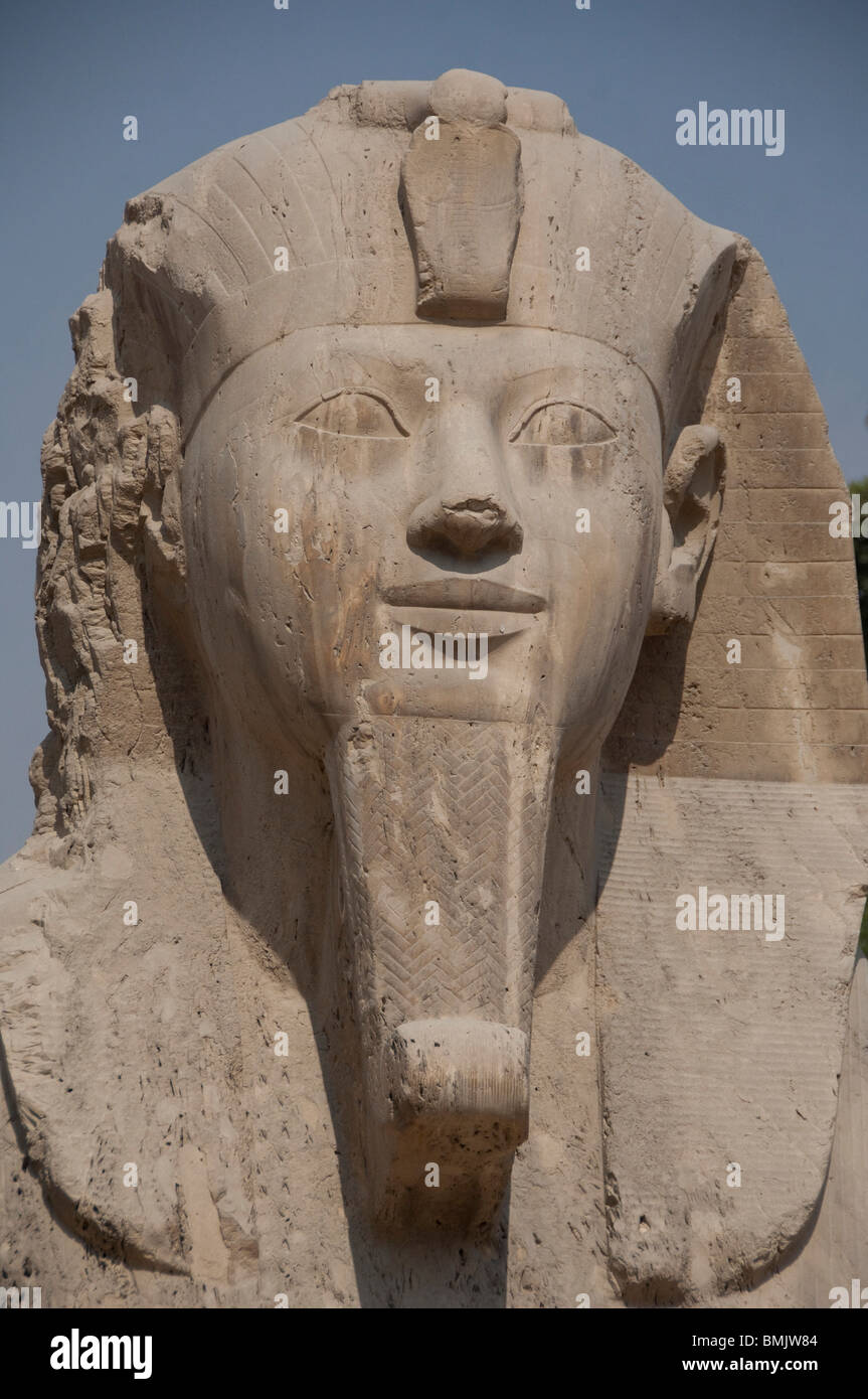 Egypt, Memphis (aka Menufer). Alabaster sphinx of Amenophis II Stock ...