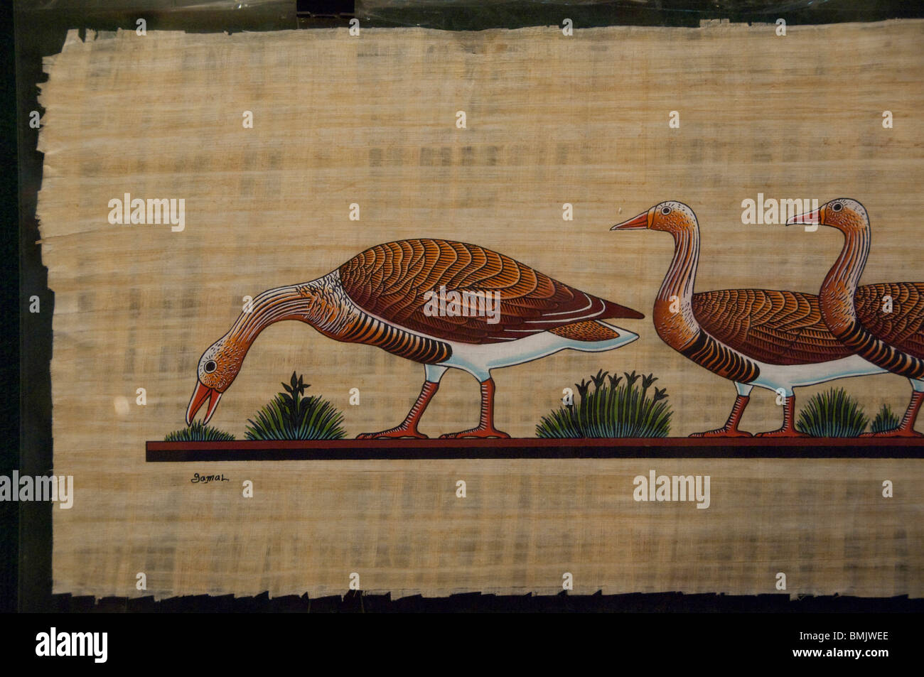 Egypt, Cairo. Traditional papyrus and showroom, painted