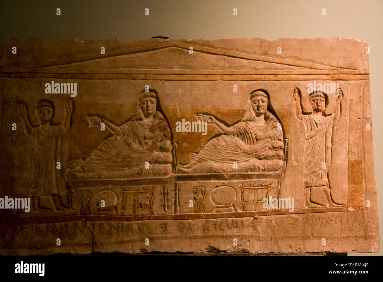 Christian pediment on display at the Alexandria National Museum, Alexandria, Al Iskandariyah, Egypt Stock Photo