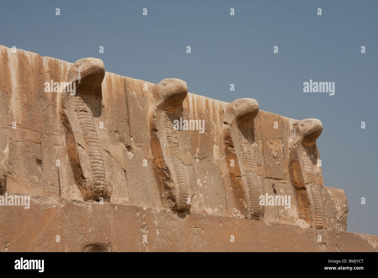 Cobra Wall of the South Tomb in the Funerary Complex of Djoser, Saqqara, Al Jizah, Egypt Stock Photo