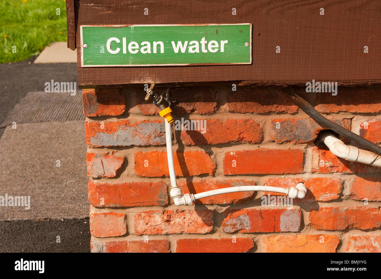 Caravan site clean drinking water tap Stock Photo