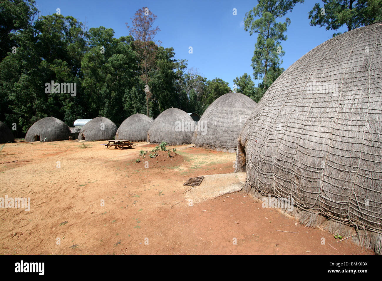 Beehive huts, Mlilwane Wildlife Sanctuary, Swaziland. Stock Photo
