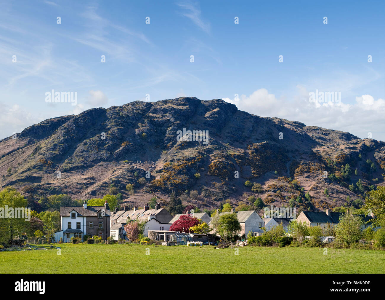 Coniston Village and Coniston Old Man, The Lake District, Cumbria, England, UK Stock Photo