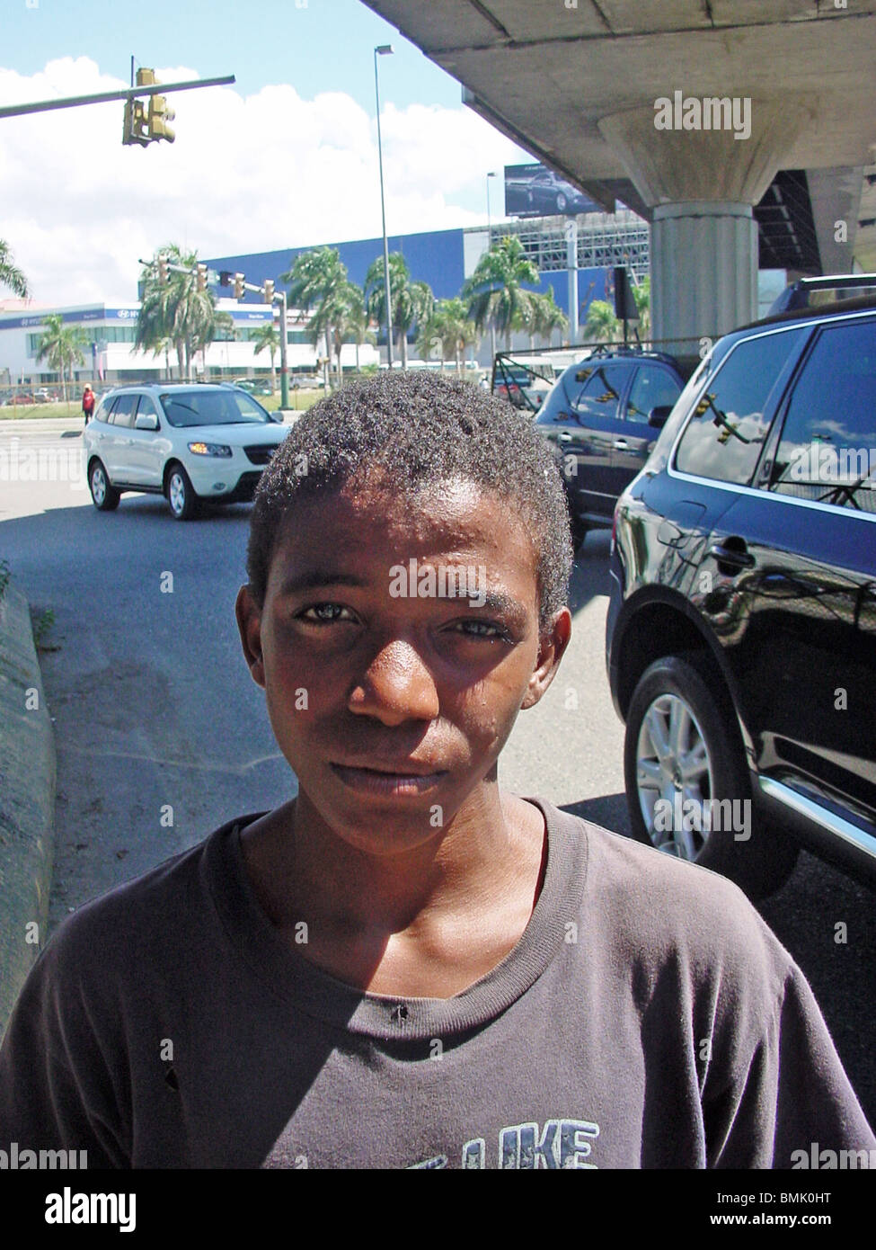 A homeless 'street child' in Santo Domingo, Dominican Republic Stock Photo