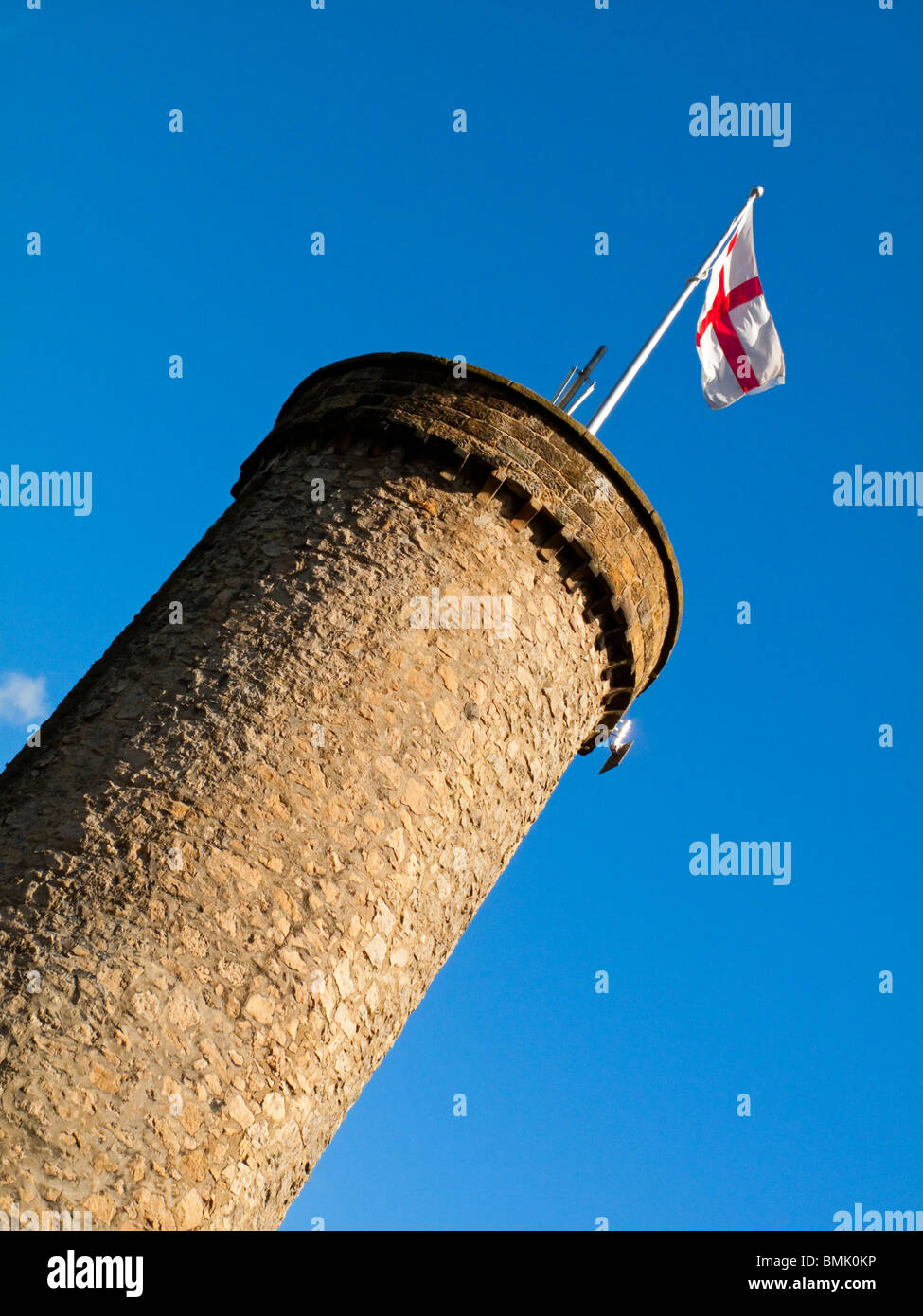Prospect Tower at the Heights of Abraham theme park in Matlock Bath Derbyshire Peak District UK with England flag flying Stock Photo