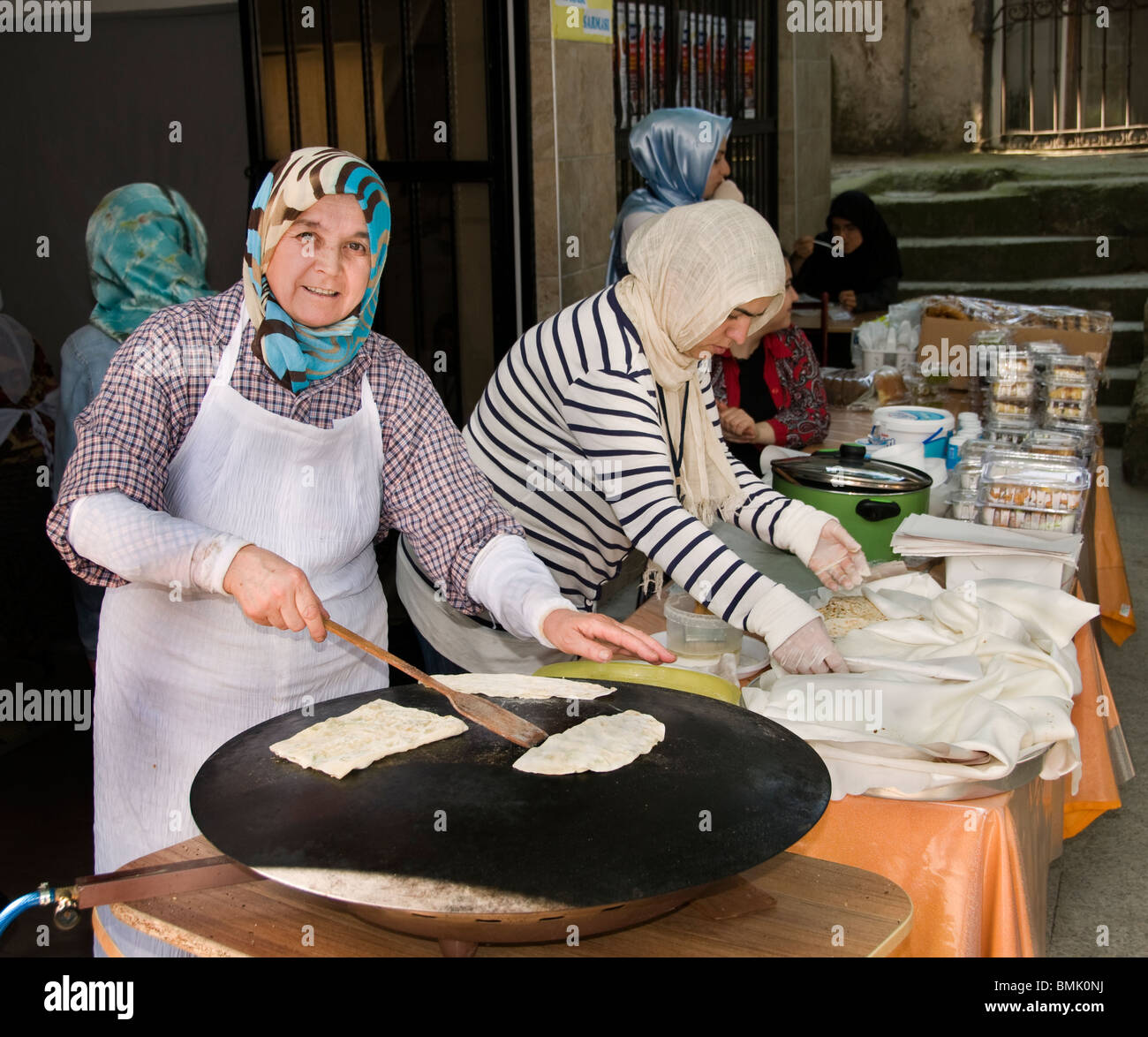Bursa Turkey Anatolia Women  Woman Bakery Bread  bakehouse pancake Stock Photo