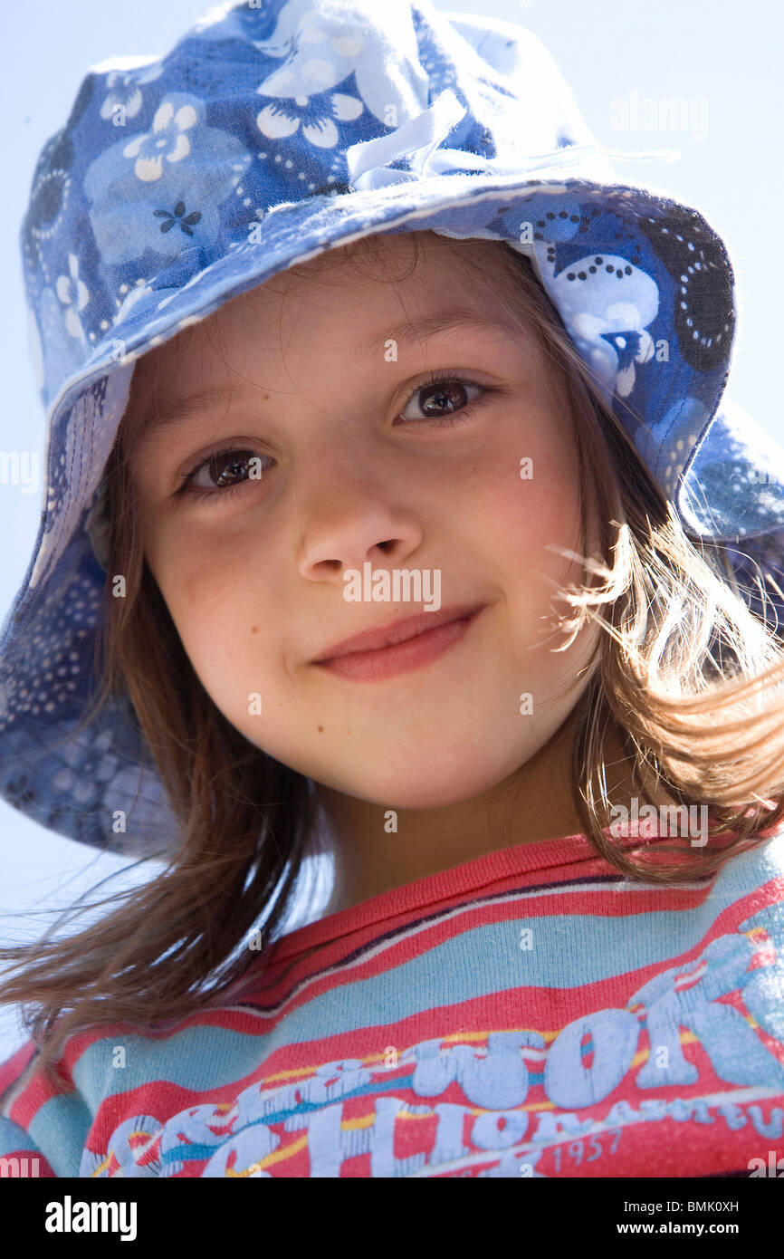 A girl with a hat Stock Photo - Alamy