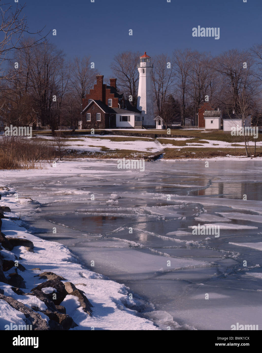 Port Sanilac Lighthouse,MI (early Spring Stock Photo Alamy