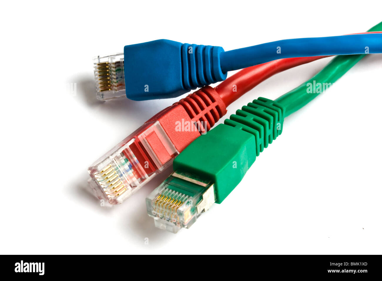3 colored network cables isolated on white background Stock Photo Alamy