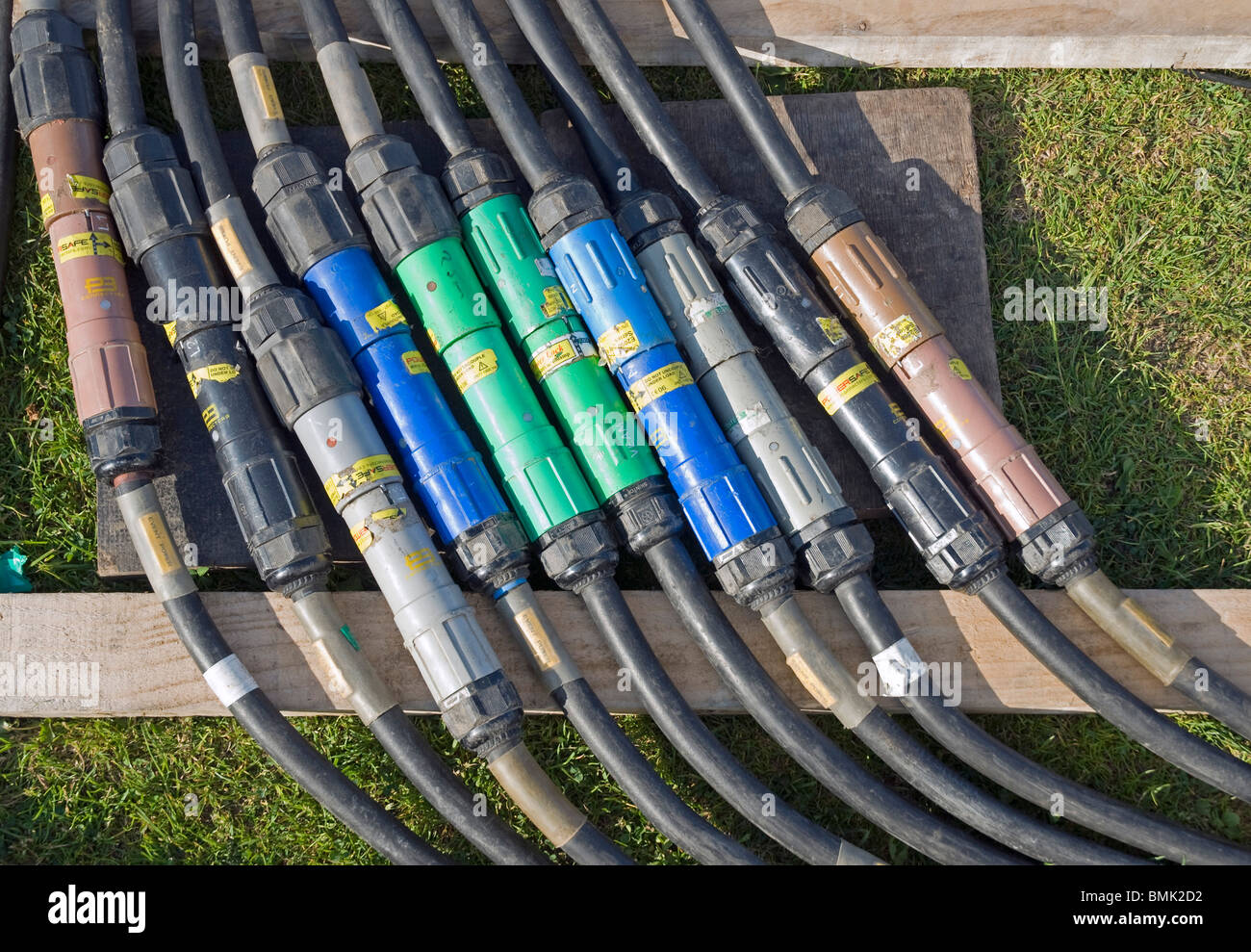 Power Cables at outdoor concert Stock Photo Alamy