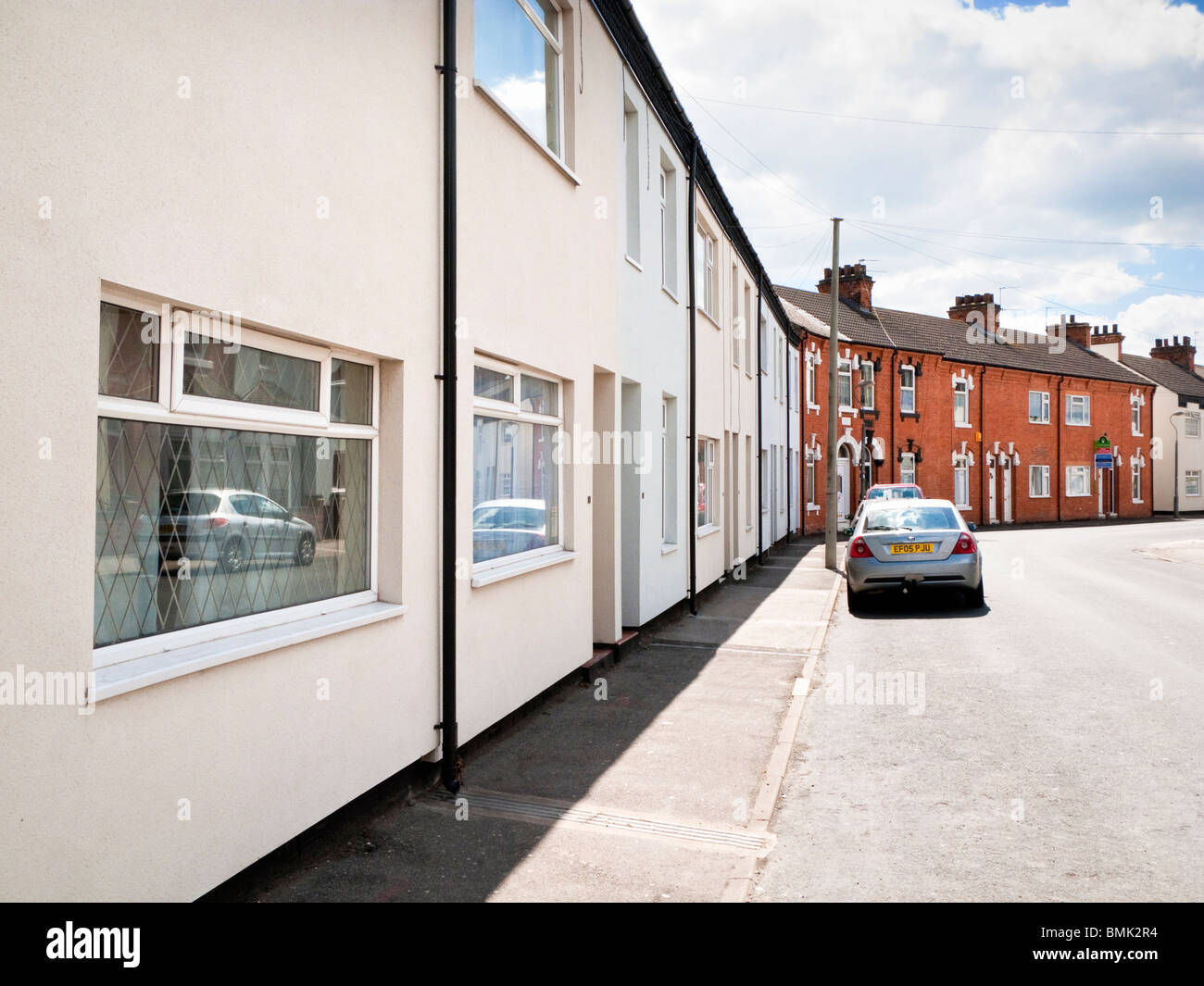 Terraced houses, in a street in the north of England, UK Stock Photo