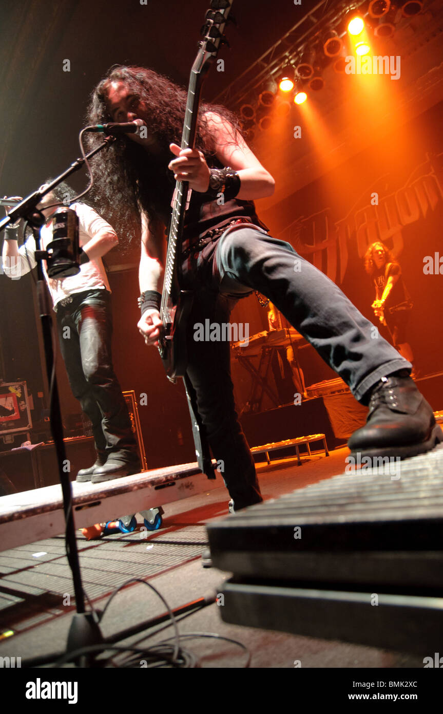 Hard guitar rock band DragonForce performing live at the Newport Music Hall in Columbus Ohio Stock Photo