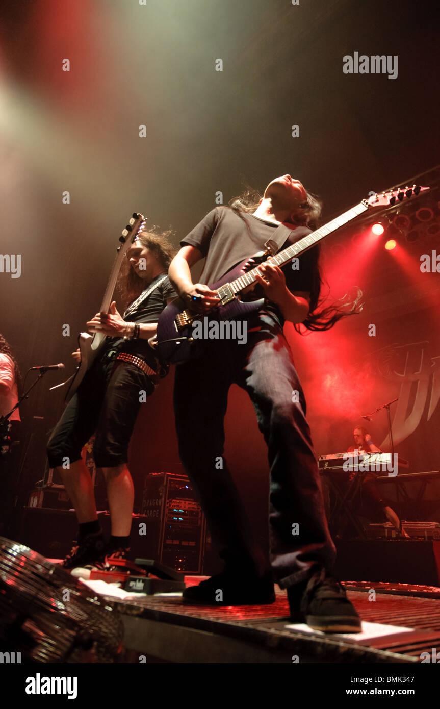Hard guitar rock band DragonForce performing live at the Newport Music Hall in Columbus Ohio Stock Photo