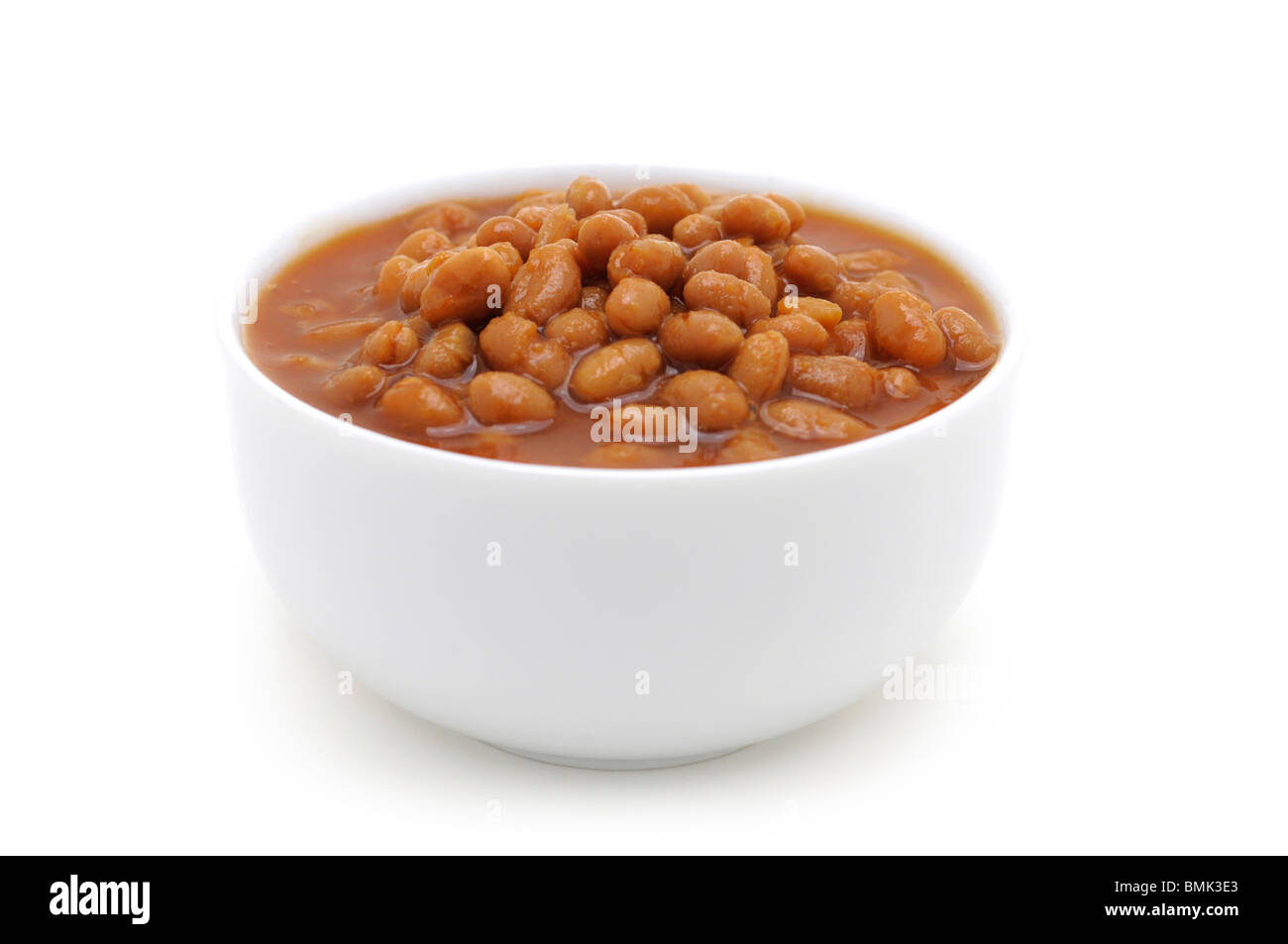 Bowl of Baked Beans in Tomato Sauce Stock Photo