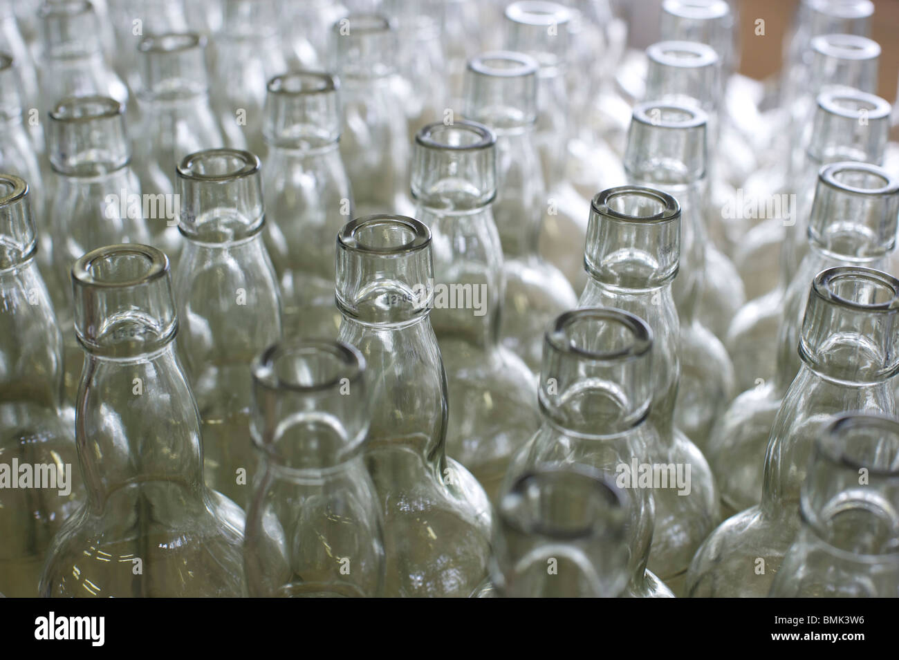 Empty Glass Whiskey Bottles waiting to be used at the English Whisky