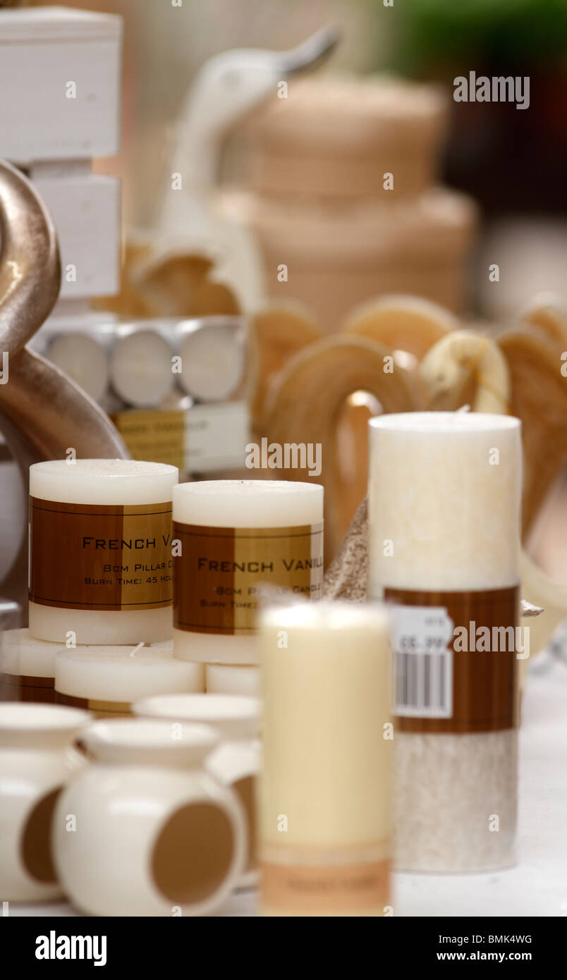 French vanilla pillar candles Stock Photo Alamy