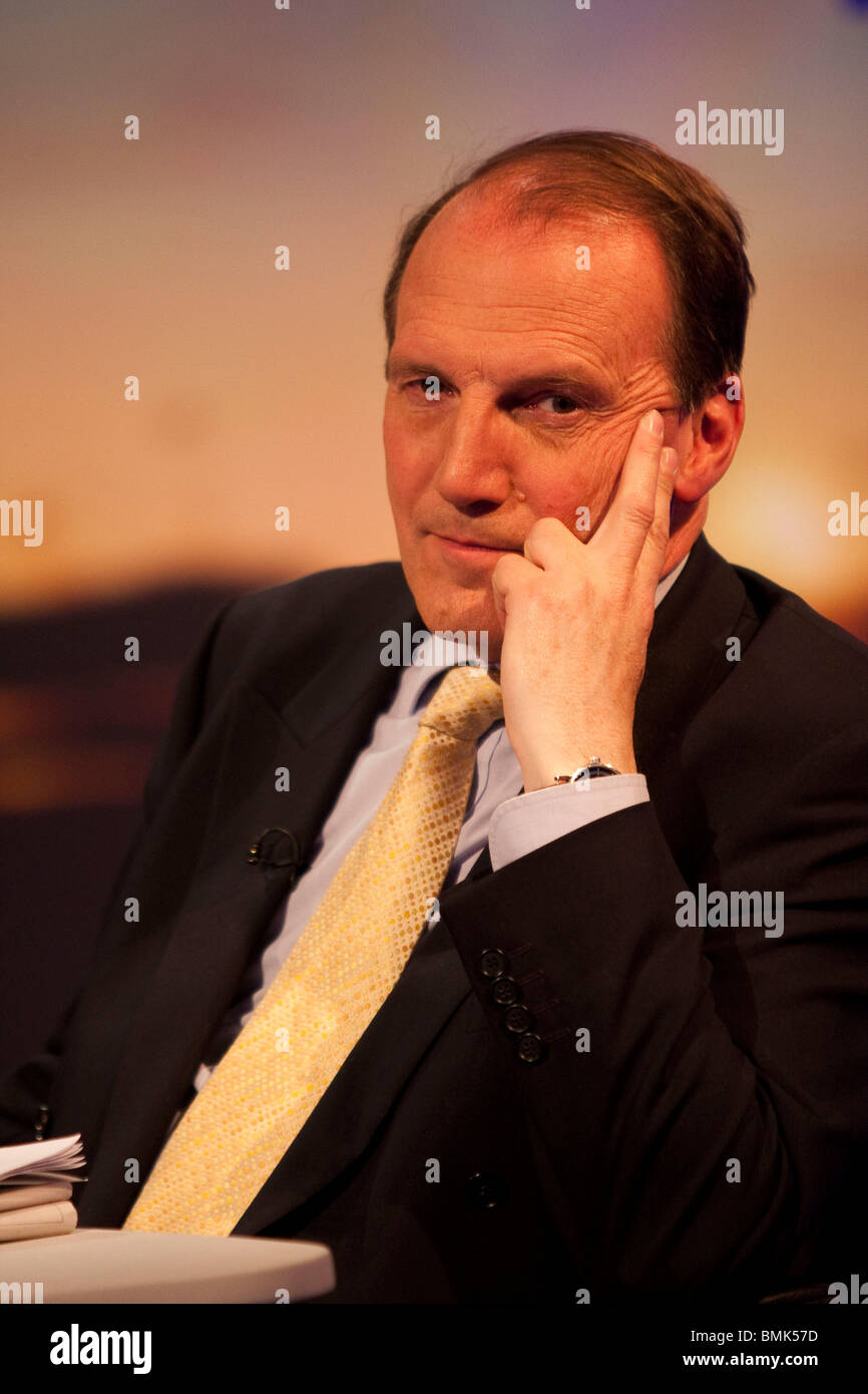 Simon Hughes, MP for Bermondsey and Old Southwark, watching the results come on from the 2010 General Election Stock Photo