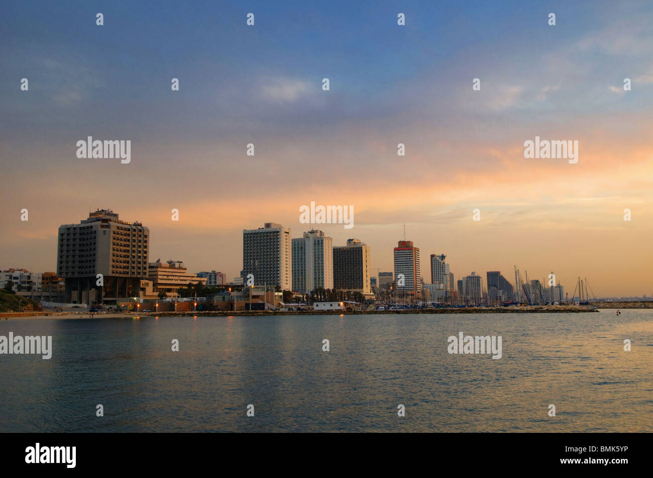 Scenic view of Mediterranean seashore of Tel Aviv in Israel Stock Photo
