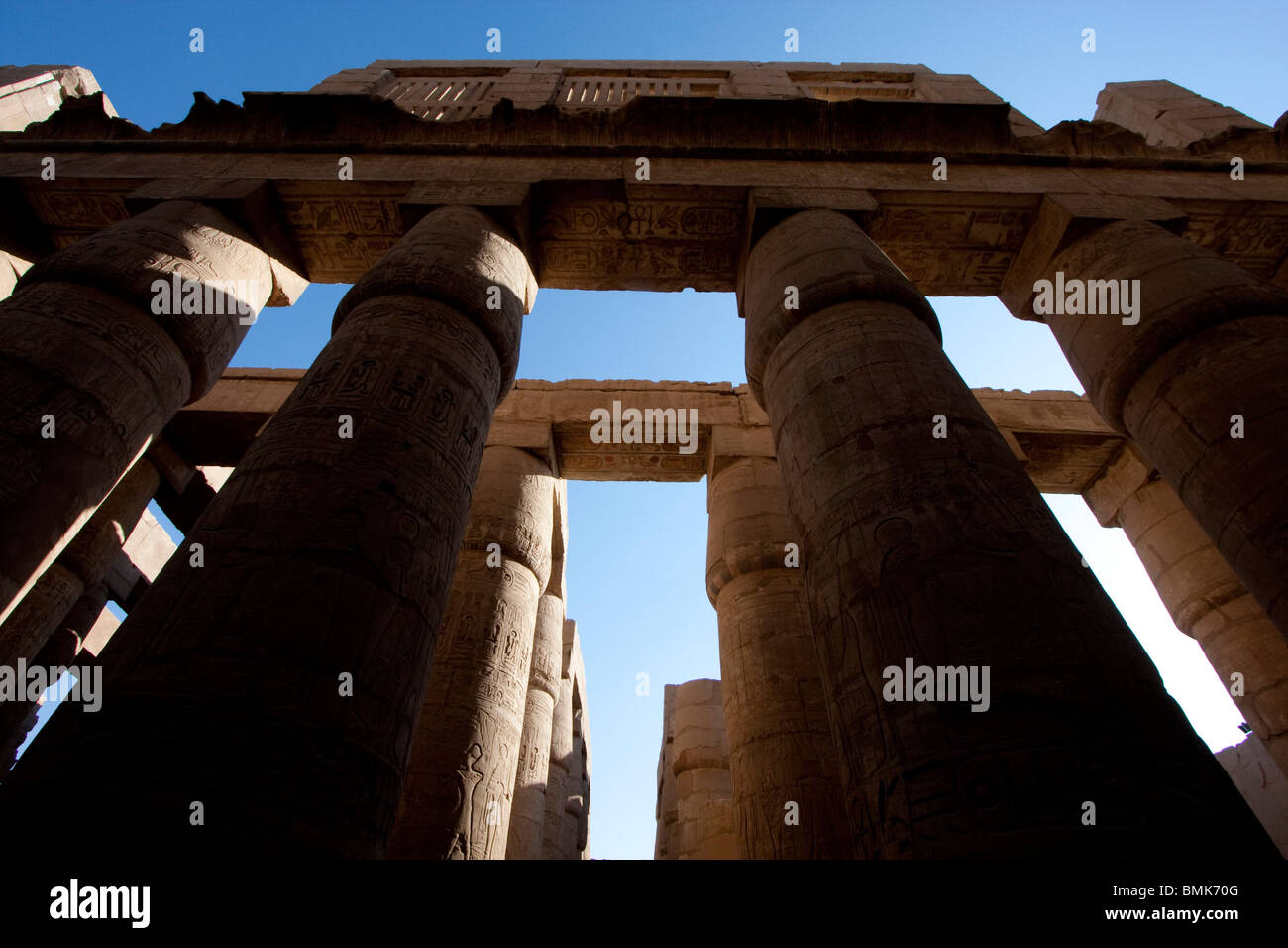 Columns of the Great Hypostyle Hall of the Temple of Amun in the Karnak ...