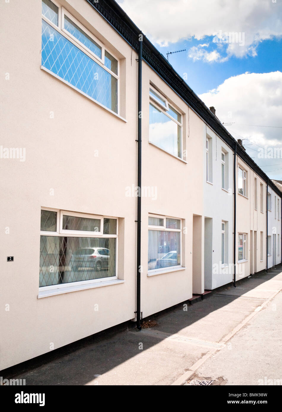 Houses in a street, UK. Terraced houses. Stock Photo