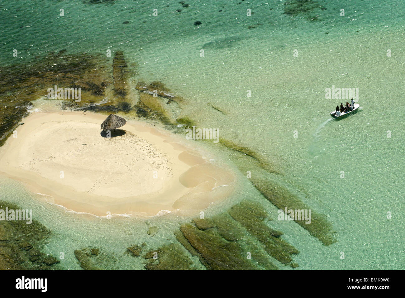 Aerial view over "L'île Morpion", Morpion Islet, the world's smallest