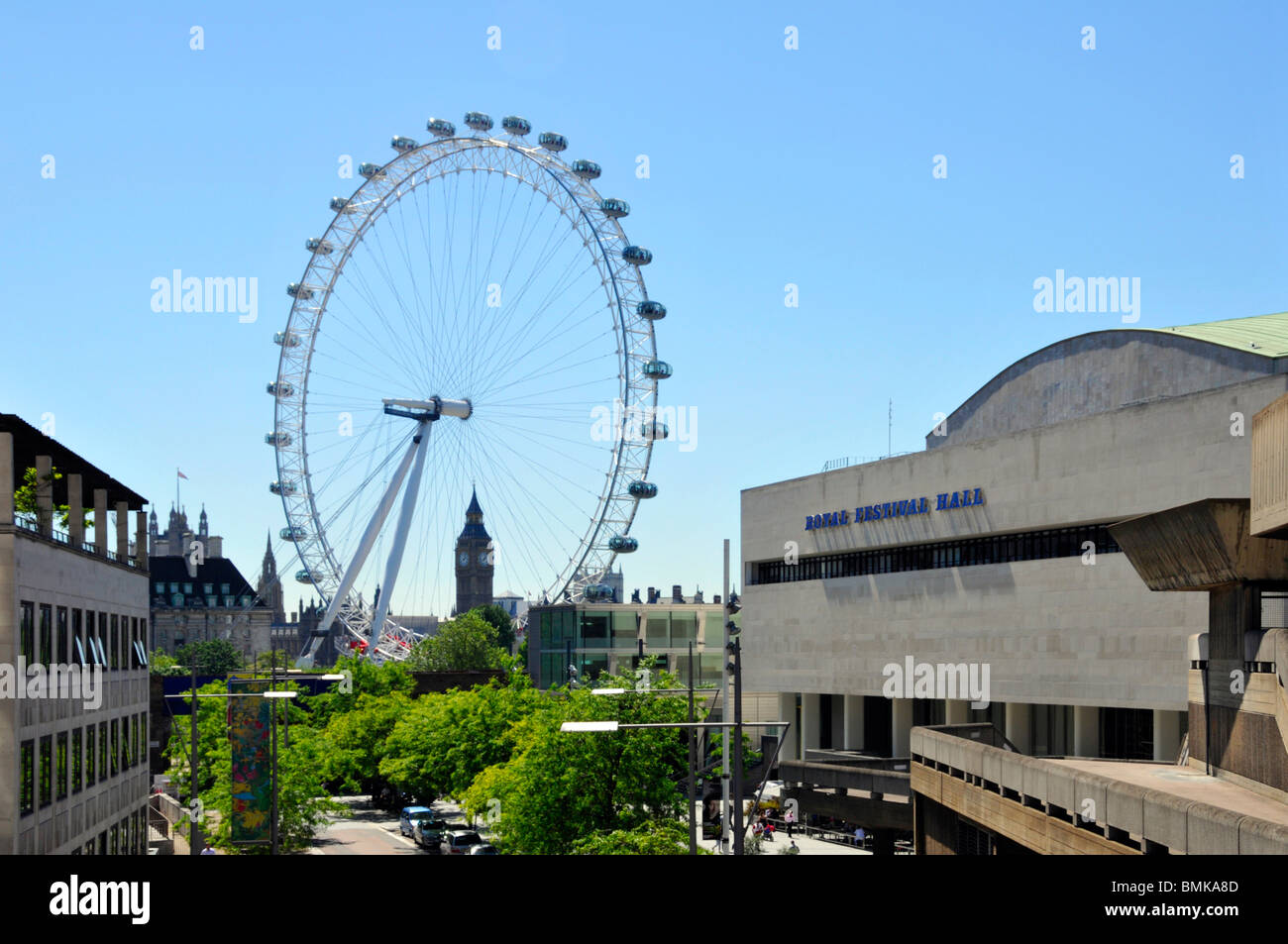 Royal Festival Hall and London Eye Stock Photo - Alamy