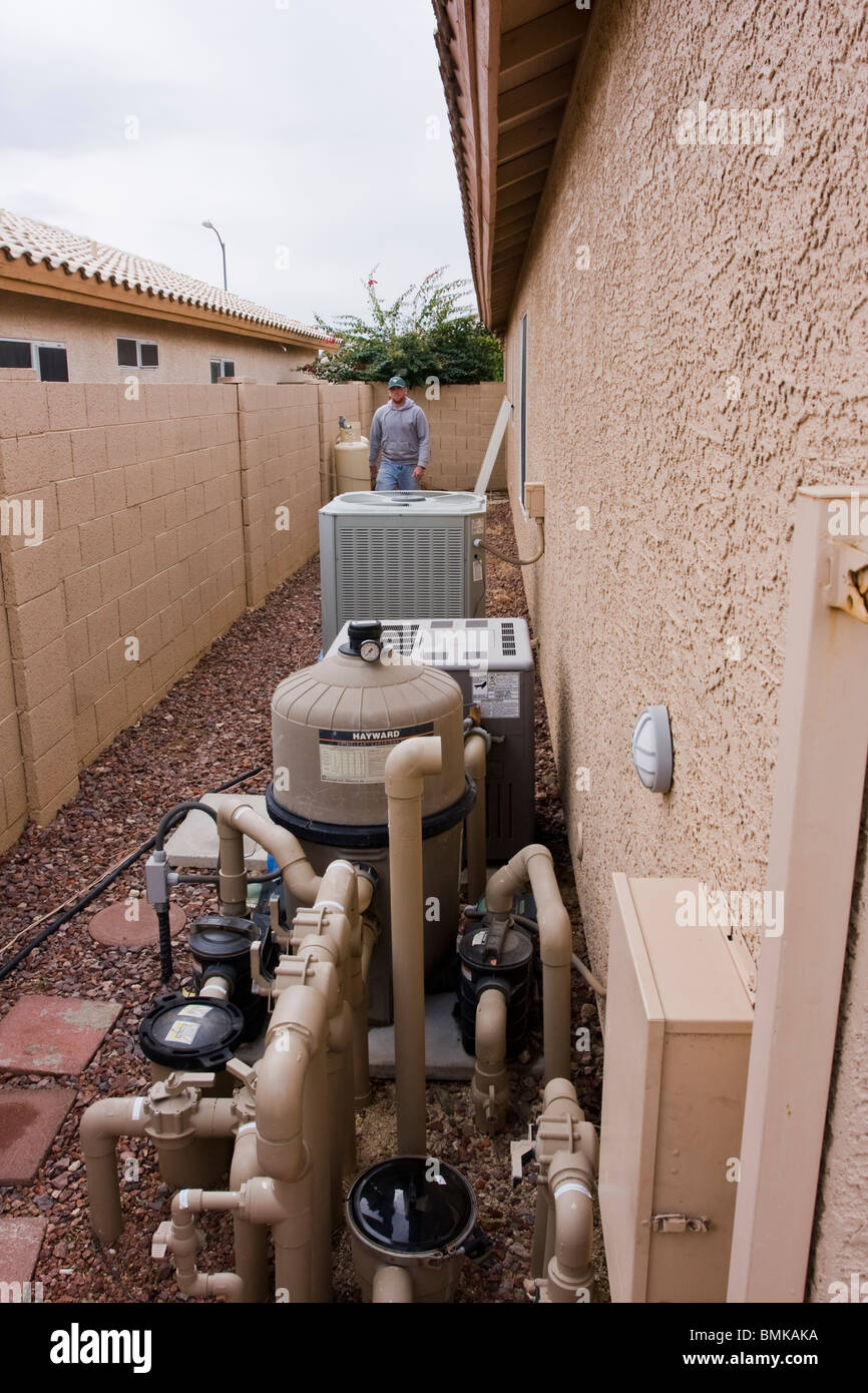 Swimming pool water regulation system Stock Photo Alamy