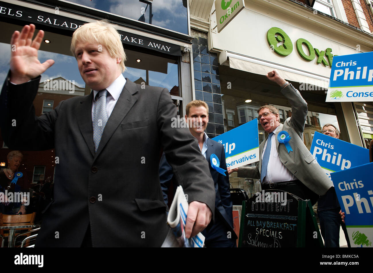 London Mayor, Boris Johnson and Shadow Immigration Minister, Damian Green, campaign and hold a public meeting on civil liberties Stock Photo
