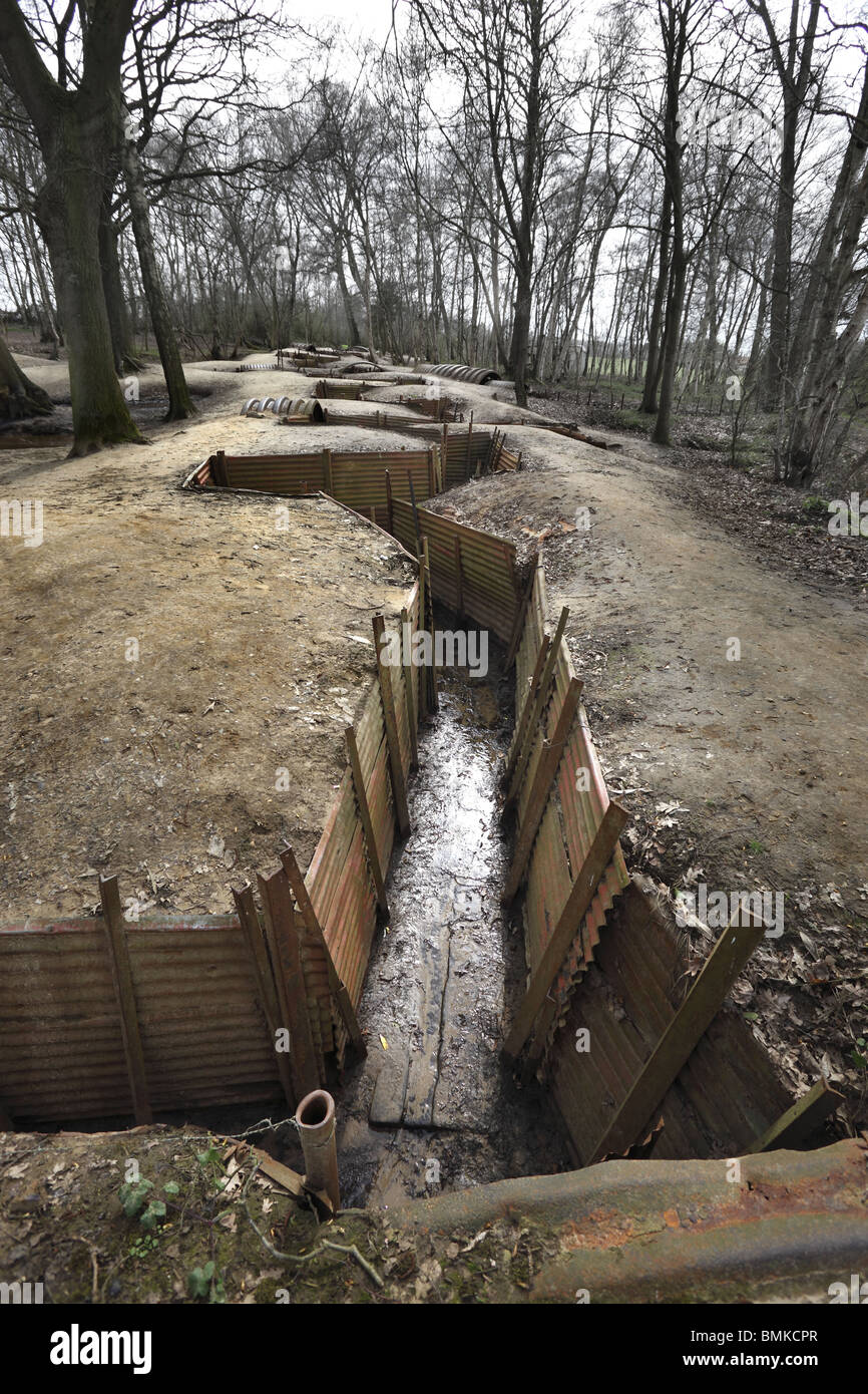World War 1 trenches at Sanctuary Wood near Ypres in Belgium. Stock Photo