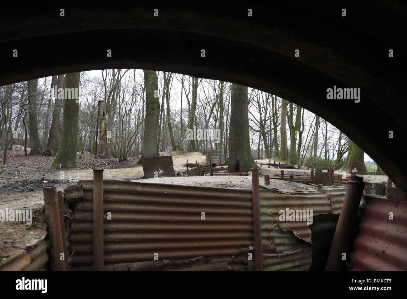 World War 1 trenches at Sanctuary Wood near Ypres in Belgium. Stock Photo