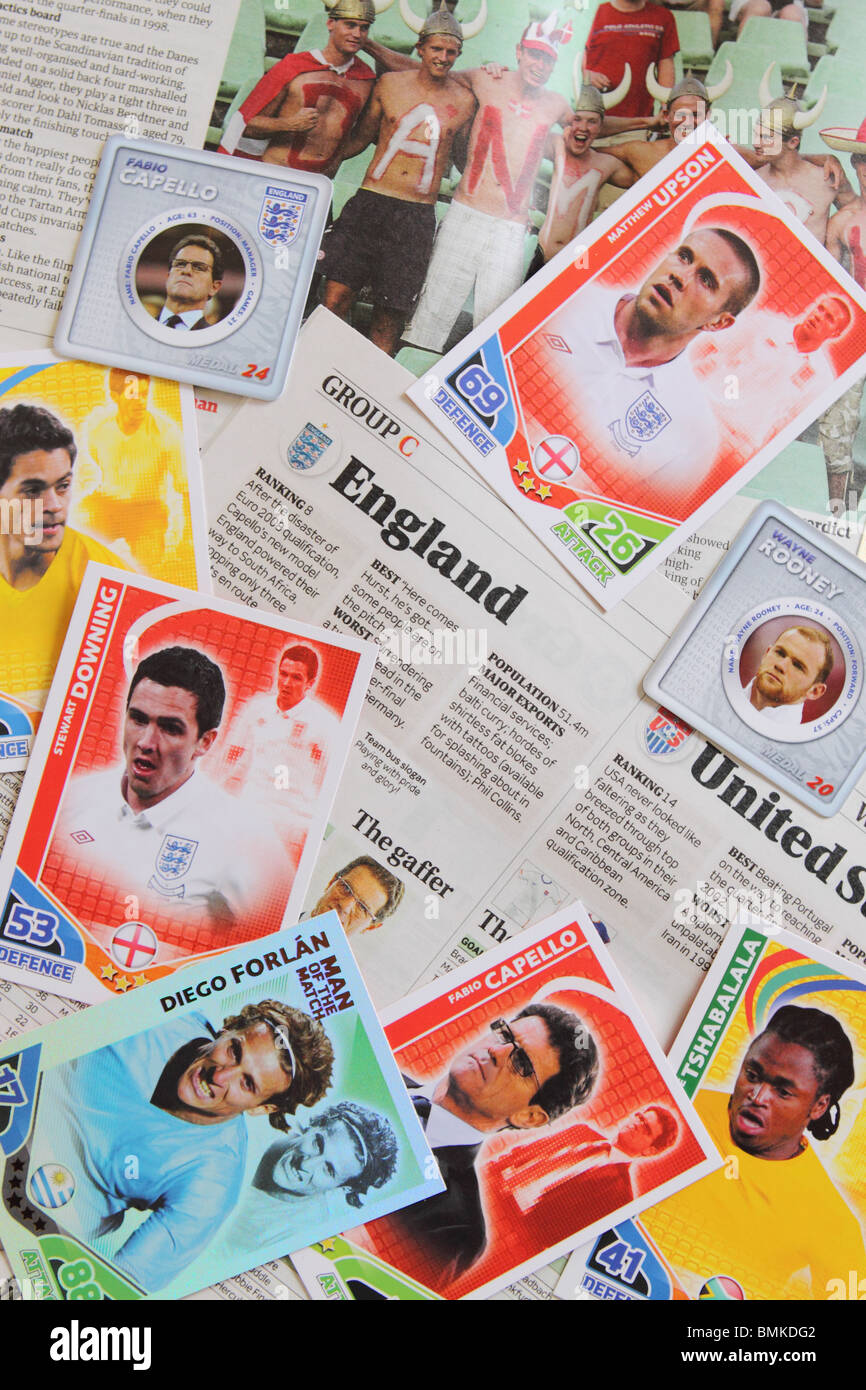 World Cup 2010 football soccer collectors cards and souvenirs Stock
