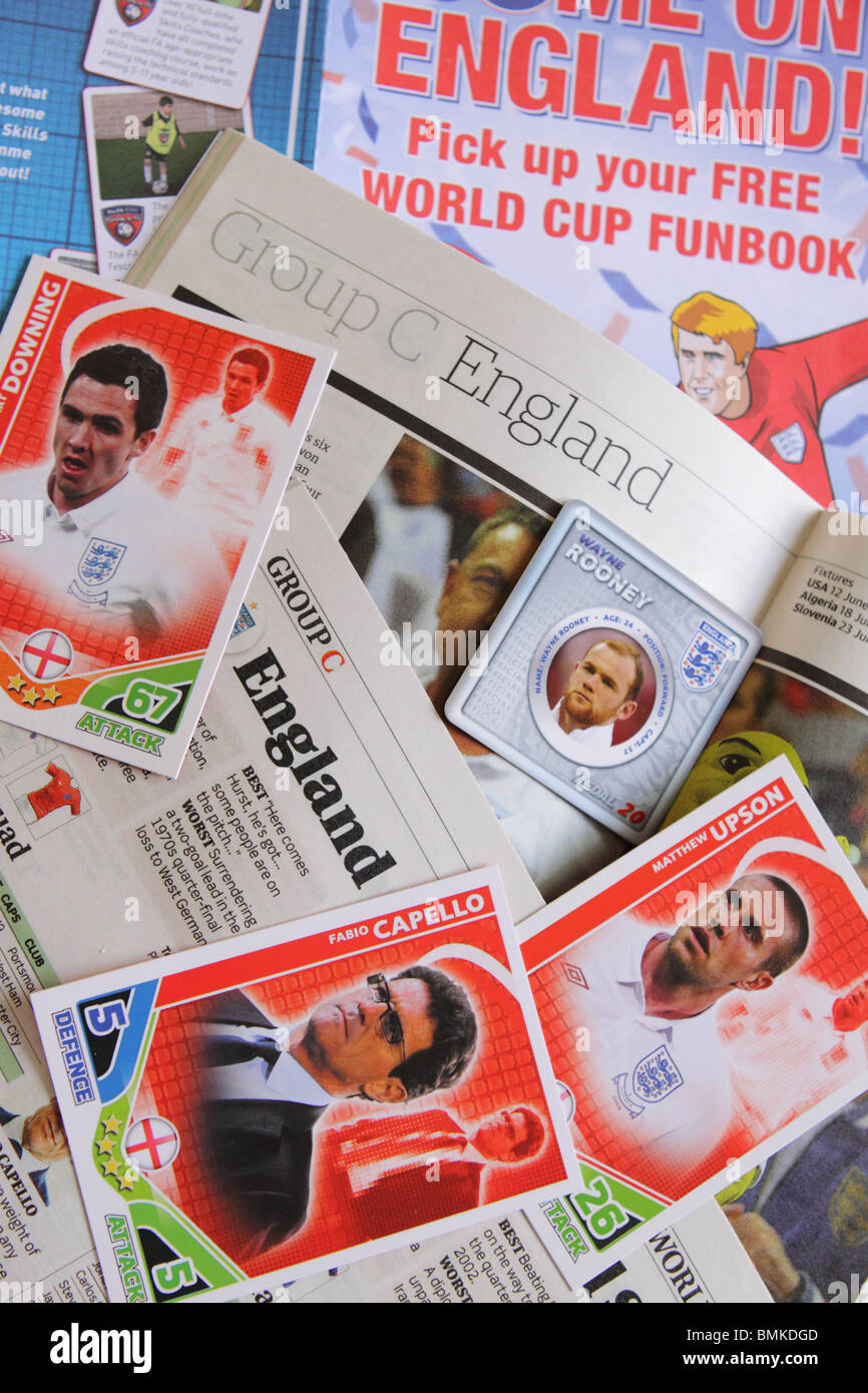 World Cup 2010 England football collectors cards and souvenirs Stock Photo