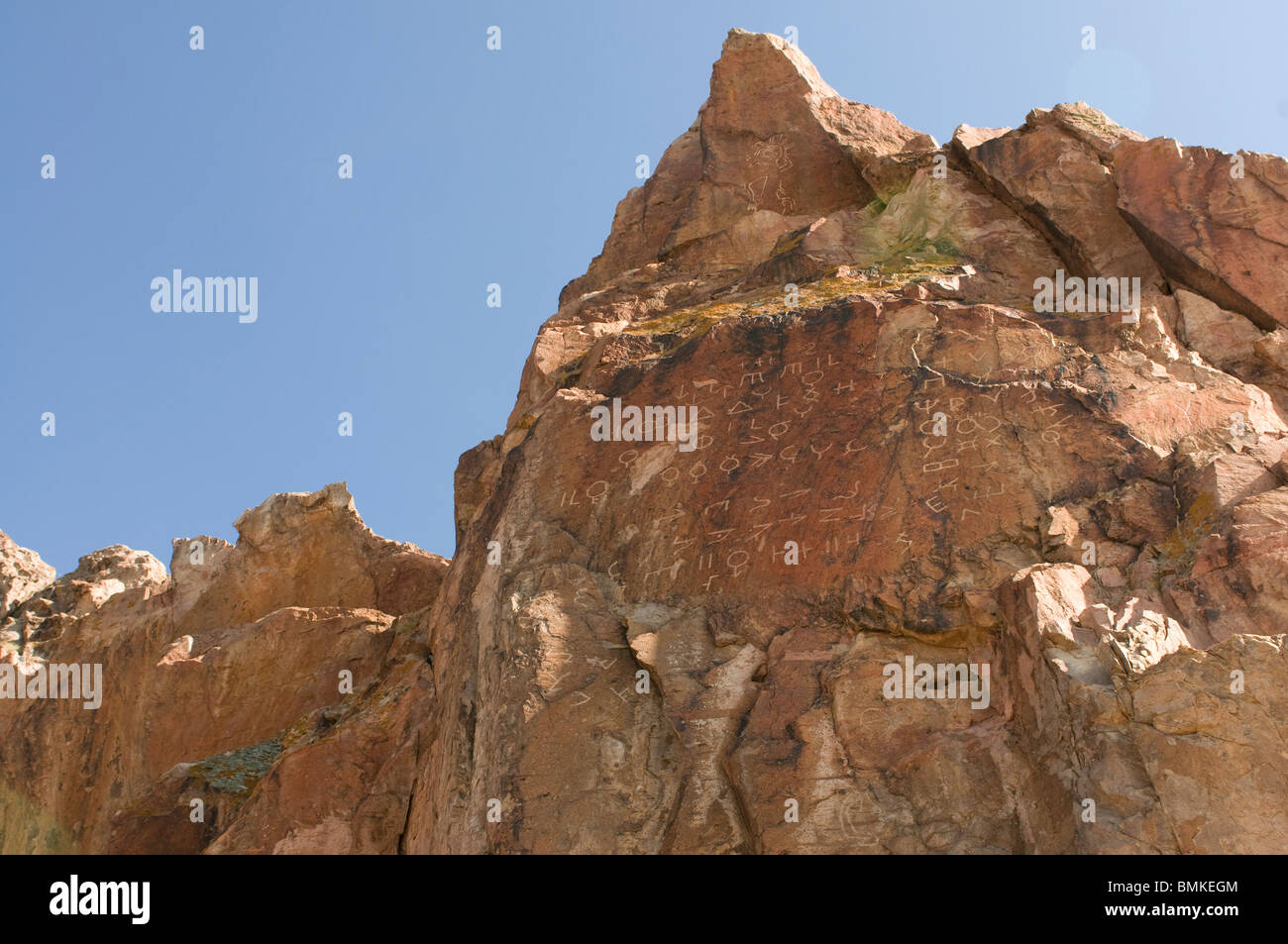 Buddhist rock carvings, Tamagaly Das, Kazakhstan Stock Photo - Alamy