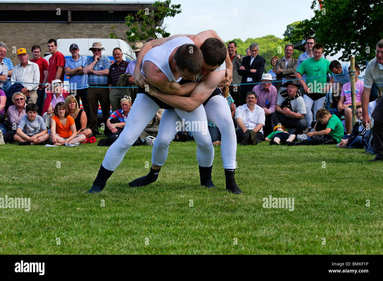 Cumberland and Westmoreland Wrestling contest at the Northumberland County Show in Corbridge Stock Photo